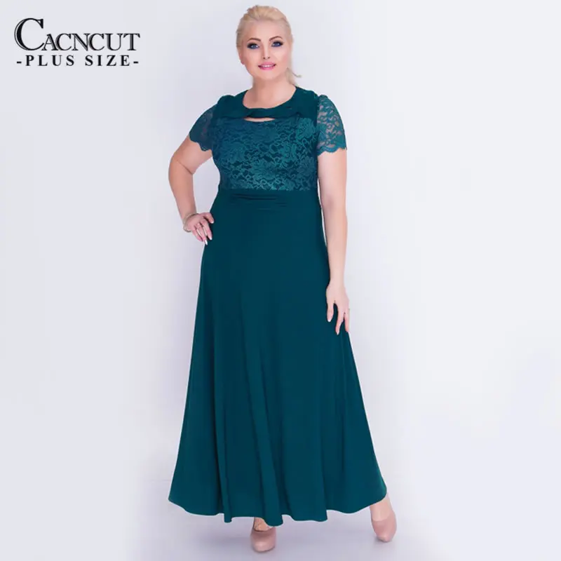 CACNCUT размера плюс 5XL 6XL кружевное лоскутное длинное женское платье летнее 2018
