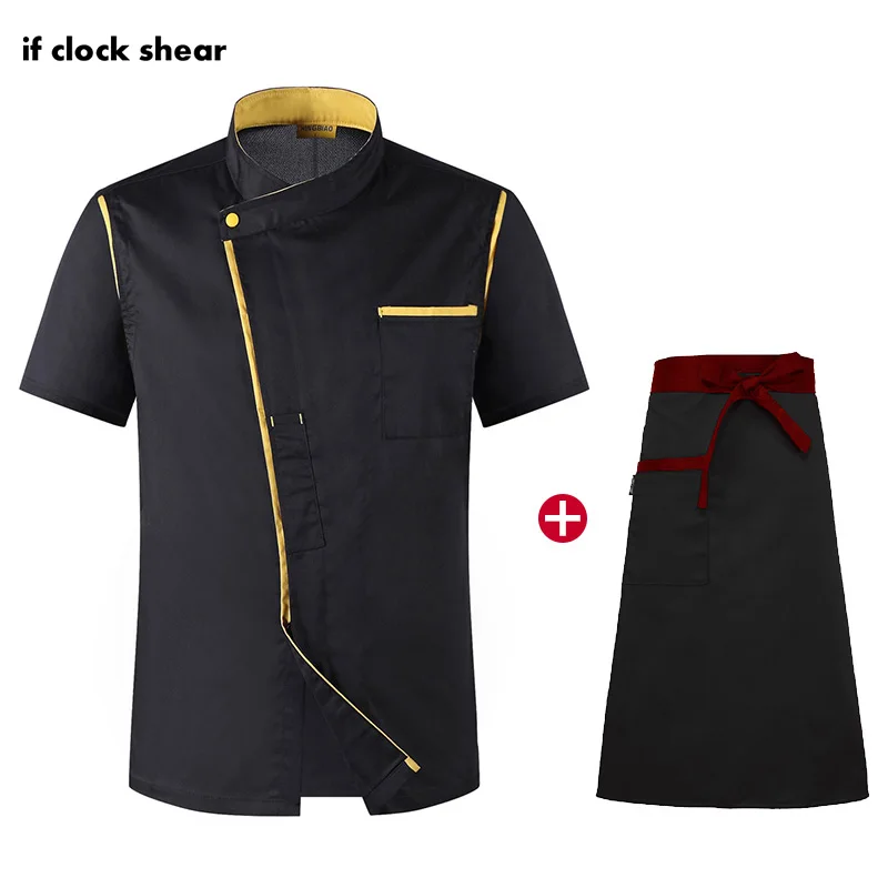 High Quality unisex Short Sleeve Chef uniform Restaurant Hotel Kitchen Workwear Breathable chef apron jacket M-4XL cooking shirt
