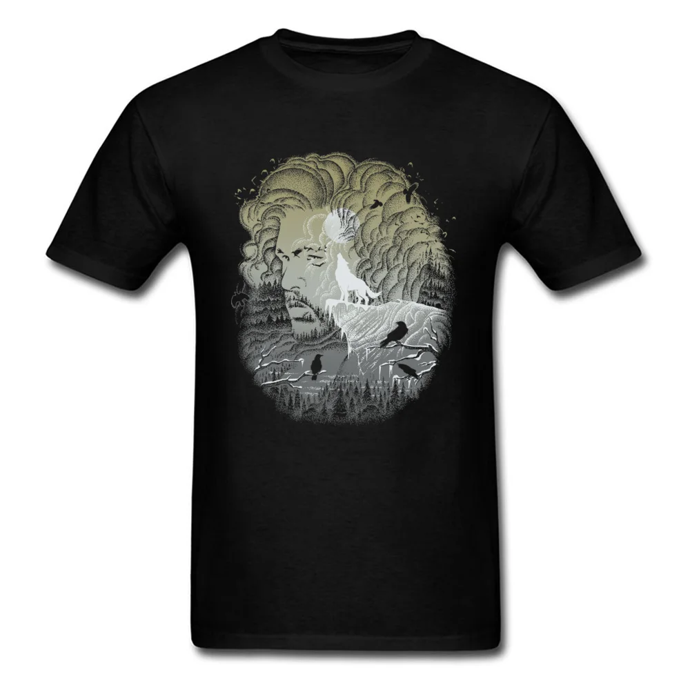 Мужская футболка в стиле хип хоп North Man In Nature из 100% хлопка с принтом Луны и волка