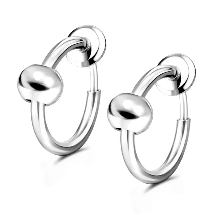 Silver Tone Серьги на клипсах, поддельные серьги, не пирсинг, весенние серьги для чувствительных ушей, серьги из искусственного хряща - Окраска металла: Silver Tone