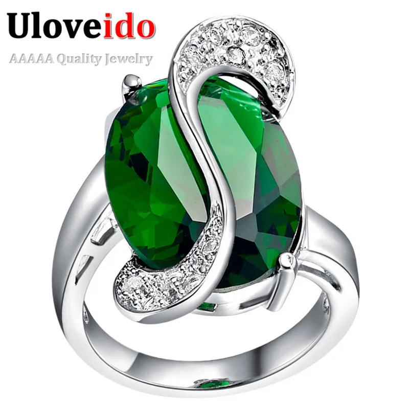 Кристальные посеребренные CZ ювелирные кольца с бриллиантом для женщин из