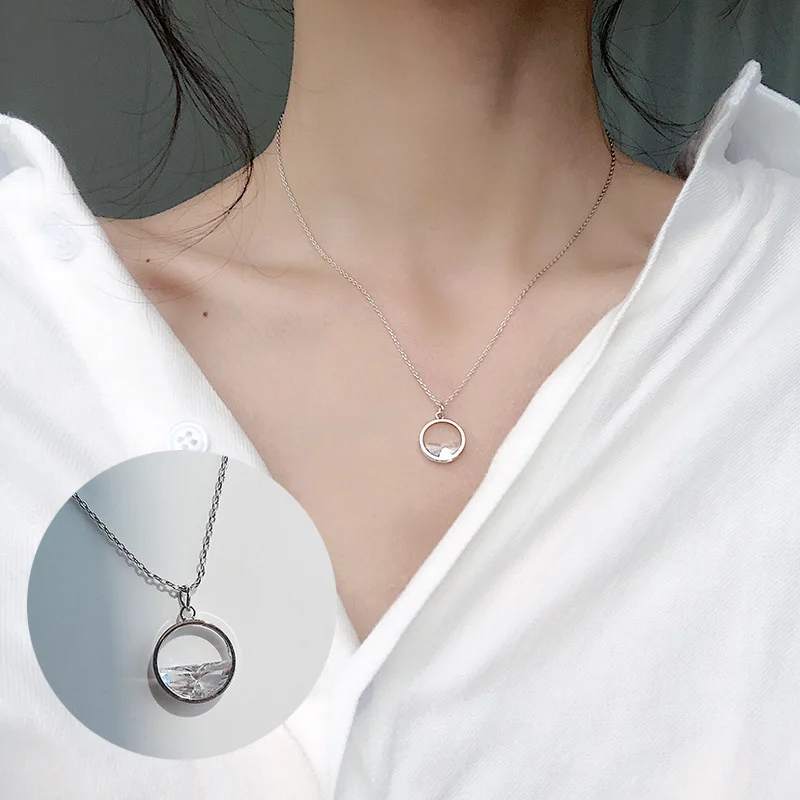 circle3 Крошечное серебряное колье для женщин, ювелирные изделия, свадебные, бохо, кисточка, сердце, подвески, цепь, блестки, многослойные аксессуары, мода - Окраска металла: circle3