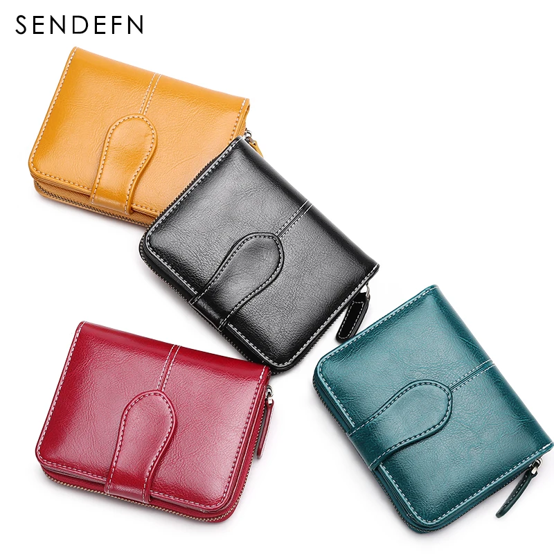 Кошелек Sendefn Женский короткий из спилка на молнии | Багаж и сумки