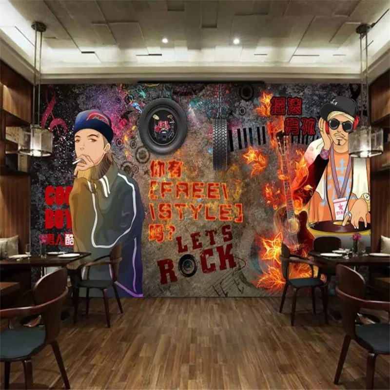 Прямая поставка Fatman 3d Настенные обои рок-стрит граффити музыкальная панель на