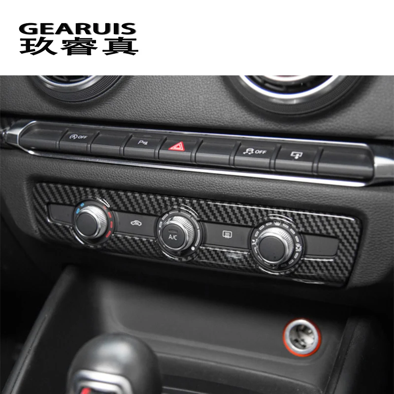 

Car Styling Carbon Fiber Central Air Conditioning Knob Decoration Covers Stickers Trim For Audi A3 8V interior Auto Accessories