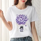 Женская футболка с цветочным принтом, летняя тонкая футболка, эстетическая одежда Харадзюку