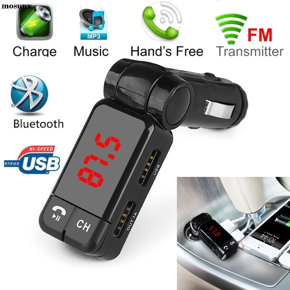 Mosunx Glamor LCD Bluetooth автомобильный набор fm передатчик MP3 USB зарядка Handsfree для iPhone