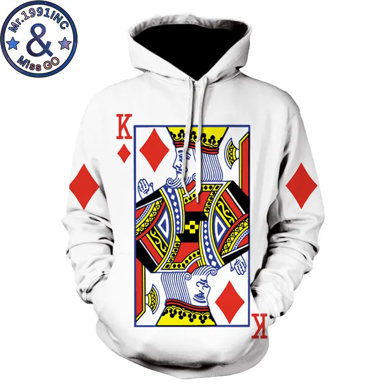 Mens Hipster Hip Hop Hoodie Sweatshirt Men Women Funny 3D Poker Print Hoodies Sweatshirts Harajuku Streetwear Hoody Moletons | Мужская