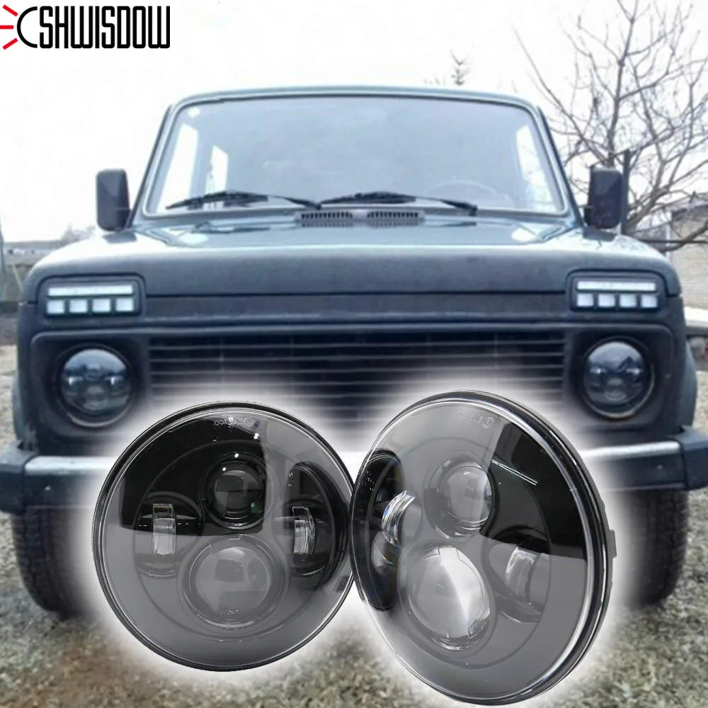Для lada niva 4x4 suzuki samurai " светодиодный DRL H4 галогеновые фары для ваз 2101 7 дюймов светодиодный налобный фонарь с Halo кольцом Янтарный поворотник