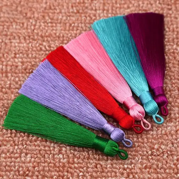 

10pcs/lot 8cm Long Multicolor Cotton Silk Tassel Brush for Earring Charm Pendant Satin Tassels DIY Jewelry Making Findings