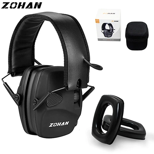 ZOHAN электронный наушник NRR22DB охотничьи теплые наушники тактическая стрельба Защита слуха и одна пара сменных гелевых ушных чашек - Цвет: black case