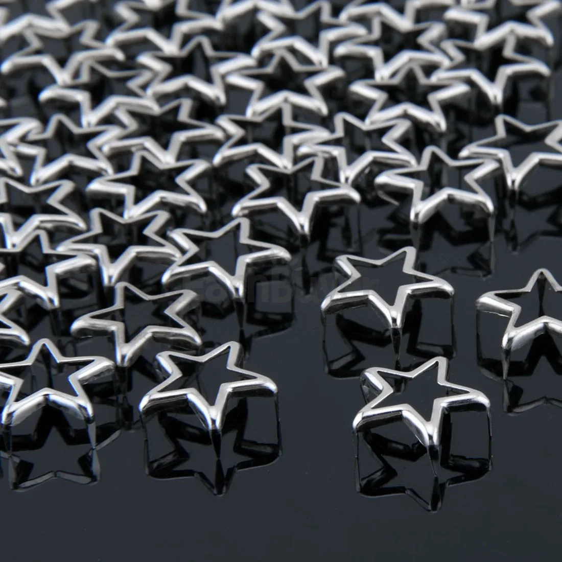 Металлические серебристые шпильки с заклепками в виде звезд 50 шт. конического