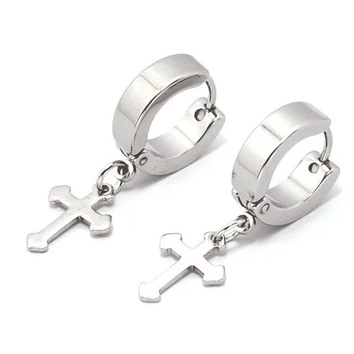Pierced Silver Alisouy, 1 пара, высокое качество, крест 316L, нержавеющая сталь, шпильки, мужские, для мальчиков и девочек, панк, серьги-гвоздики, серьги, пирсинг, ювелирные изделия - Окраска металла: Pierced Silver