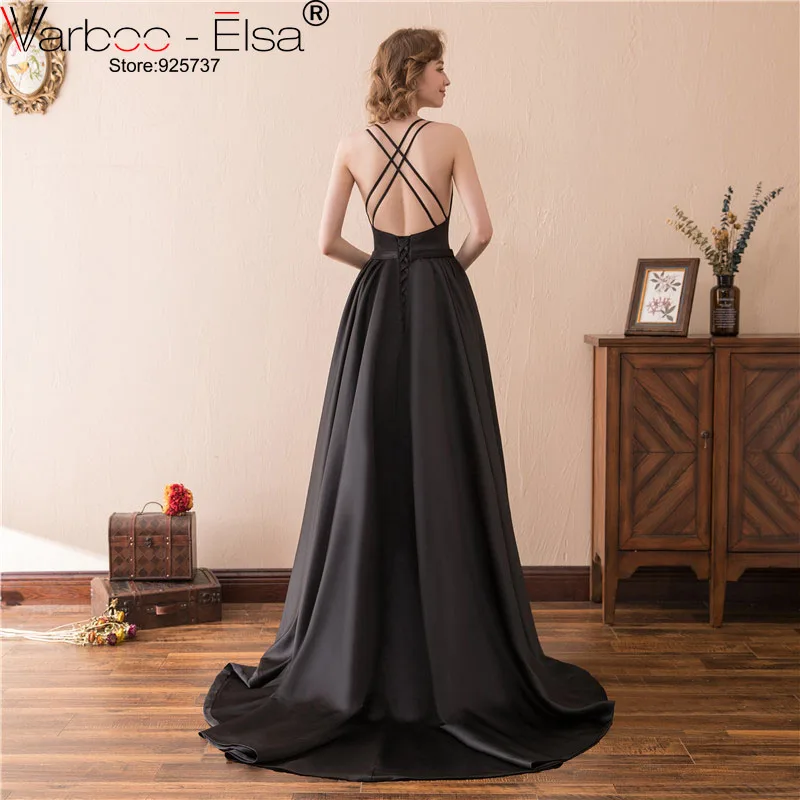 Женское вечернее платье без рукавов varboo_эльза элегантное черное атласное с