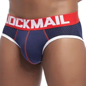 Мужские сетчатые трусы JOCKMAIL, сексуальное нижнее белье для геев, хлопковые трусы-бикини, нижнее белье