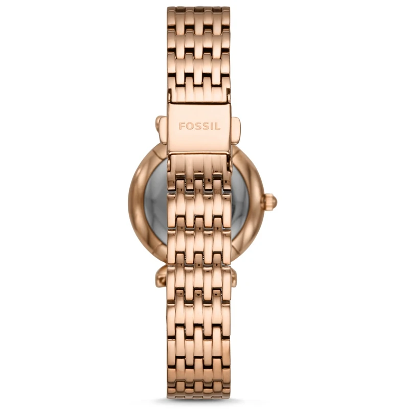FOSSIL женские часы с синим циферблатом Carlie Mini, с тремя ручками, розовое золото, из нержавеющей стали, кварцевые часы для женщин, стильные ES4522P