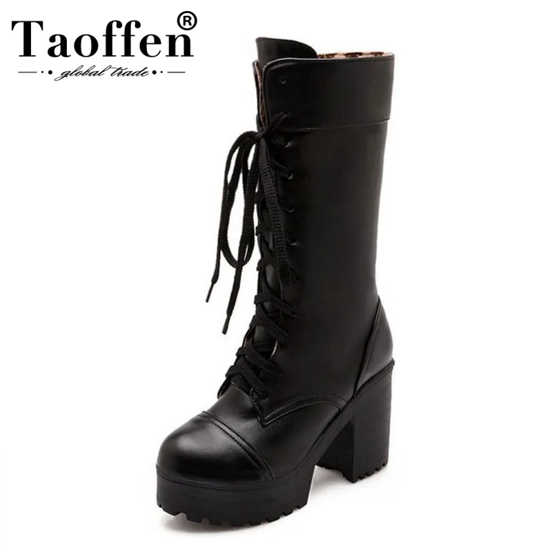 Женские теплые сапоги до середины икры Taoffen зимние короткие размеров 34 43 на