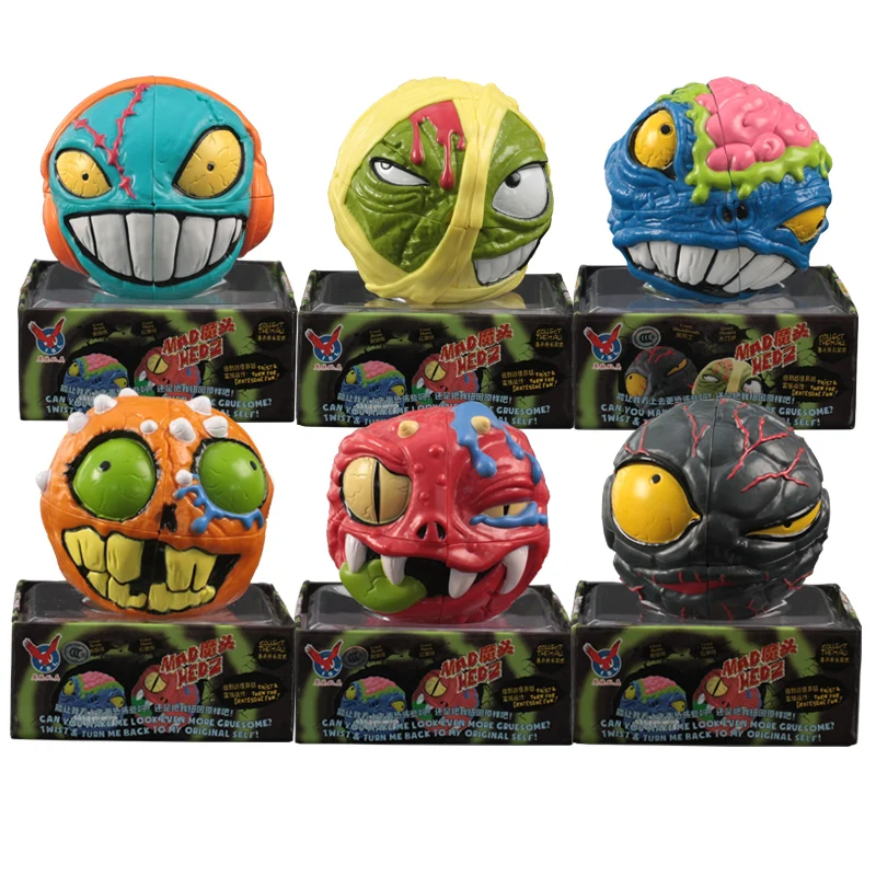 Новая мода MAD HEDZ Crazy Brain 68 мм 2x2x2 куб Волшебная головоломка голова мультфильм