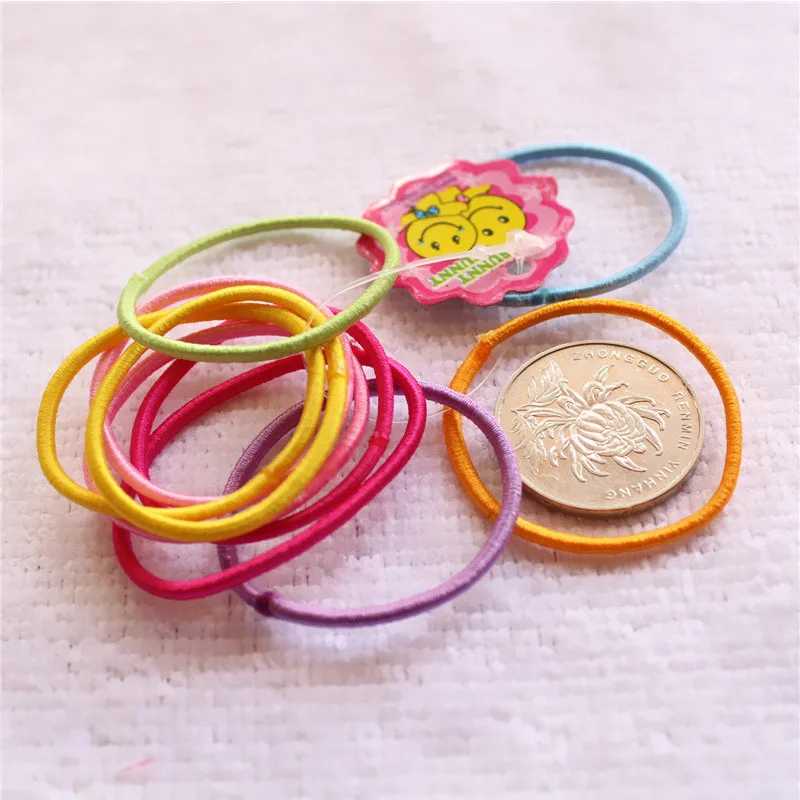 100pcs/lot Girls Elastic Hair Bands Ponytail Holder Rubber Accessories Women Multicolor Tie Gum | Детская одежда и обувь