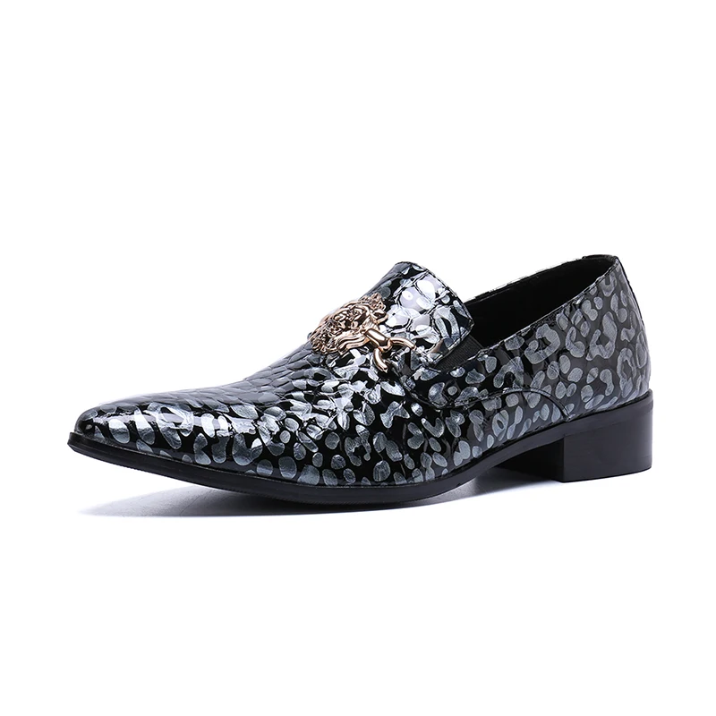 

2019 Spring new pattern wedge with blue pointed toe men's wrapped feet casual trend shoes Korean genuine leather soft Shoes