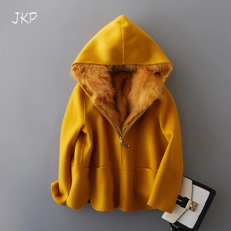 Двустороннее кашемировое пальто ручной работы женское короткое новинка 2018