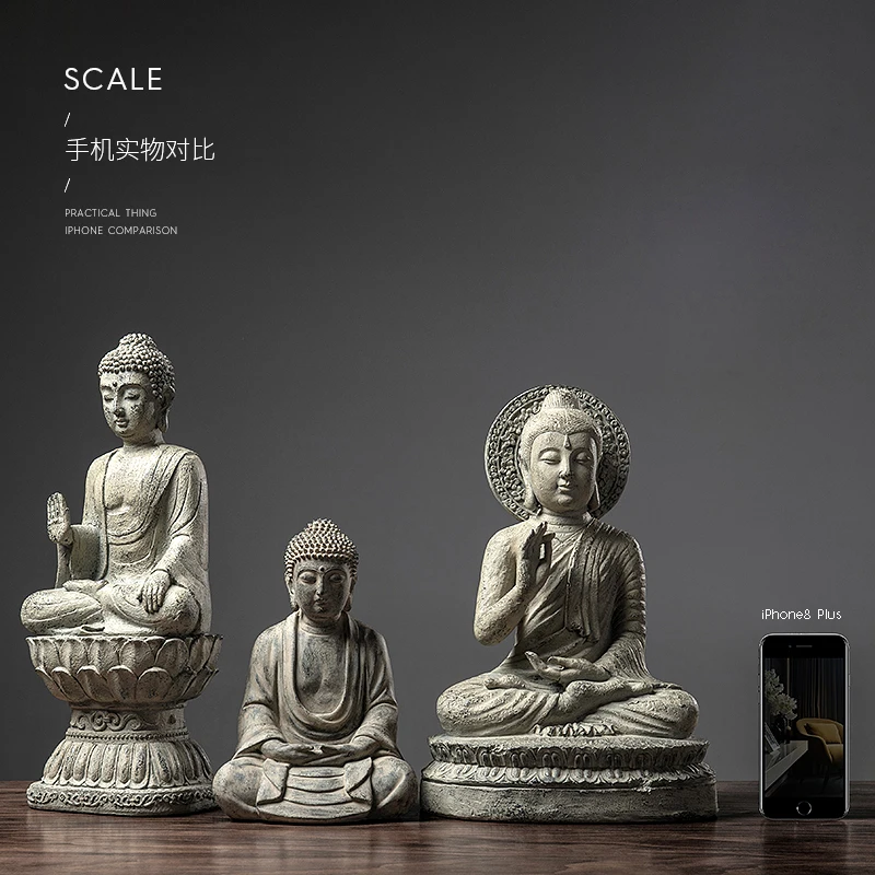 Zen Buddha statue lucky decoration home creative living room wine cabinet office resin | Дом и сад