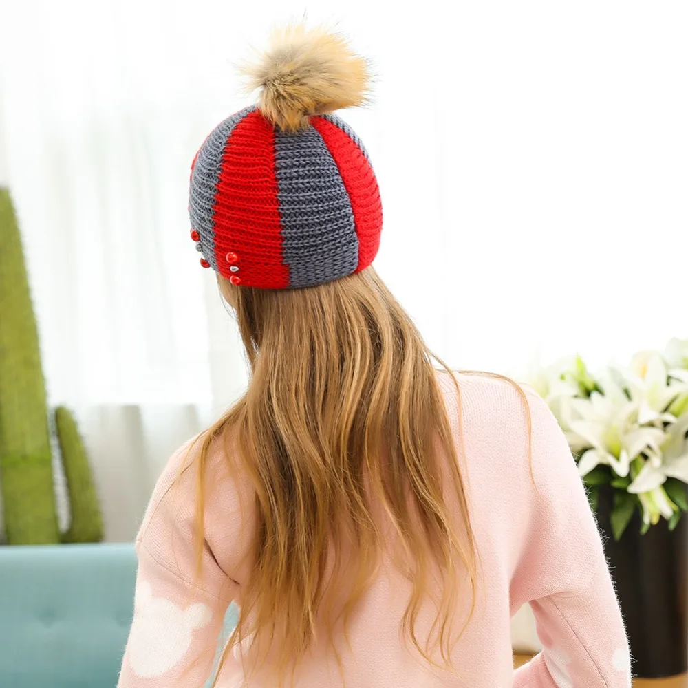 Для женщин жемчужина шерсти зимние Шапки Обувь для девочек вязаная шерстяная