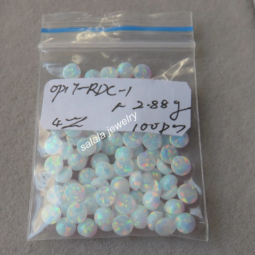 200pcs/lot 4MM Round Opal OP17 Snow White Stone Synthetic Cabochon Fire for Body Piercing Jewelry | Украшения и аксессуары