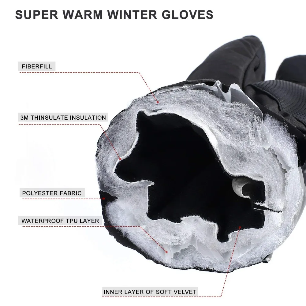 

KIM YUAN Ski Snowboard Winter Gloves - Waterproof,3M Thinsulate, Cold Weather Gloves for Men & Women
