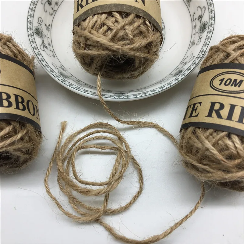 2 рулона 10 м натуральная коричневая джутовая пеньковая верёвка швабра с
