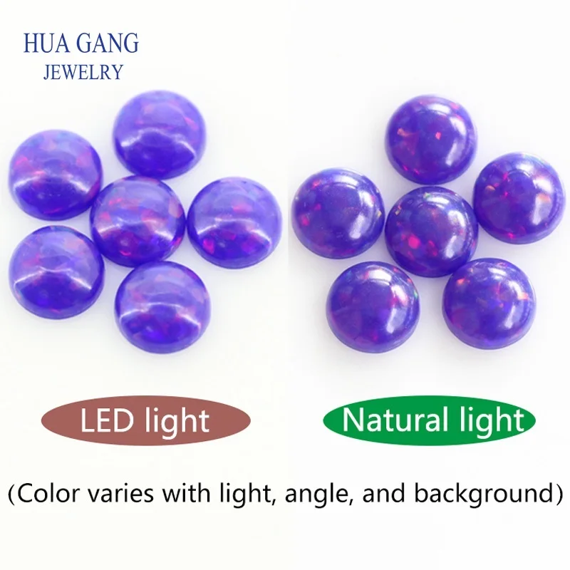 opal loose lab created gemstone round shape flat base stone cabochon created beads for jewelry making 3mm-8mm free shipping - Цвет: FH21