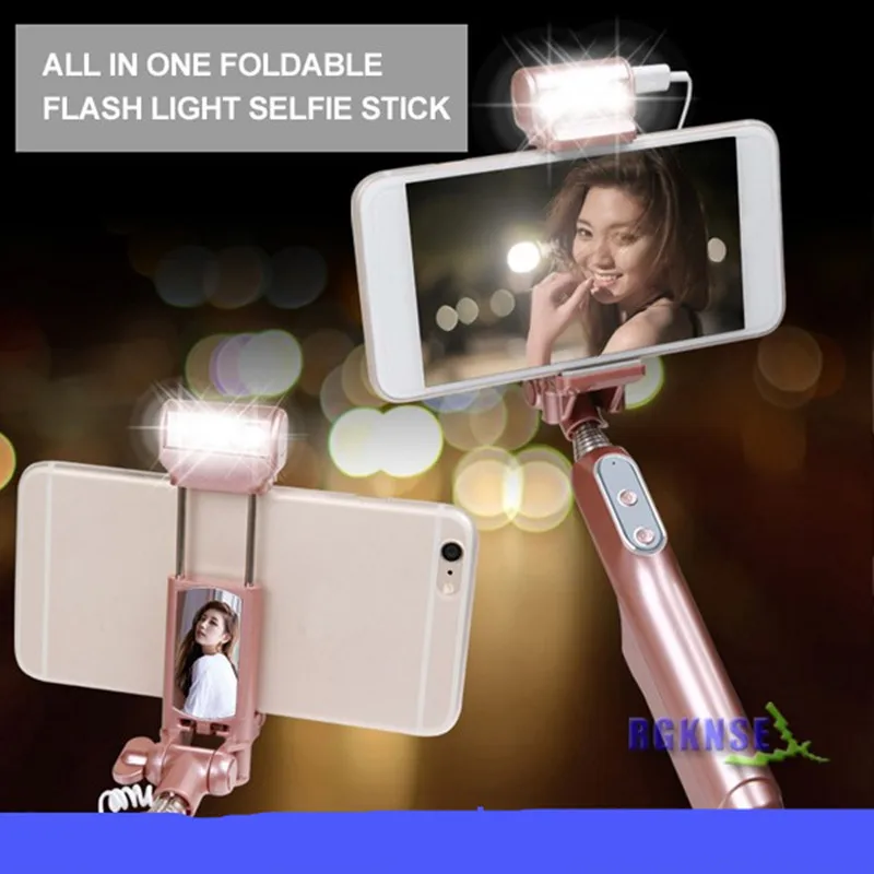 Селфи палка раздвижной ручной монопод с заполнясветодиодный светильник для OPPO A91
