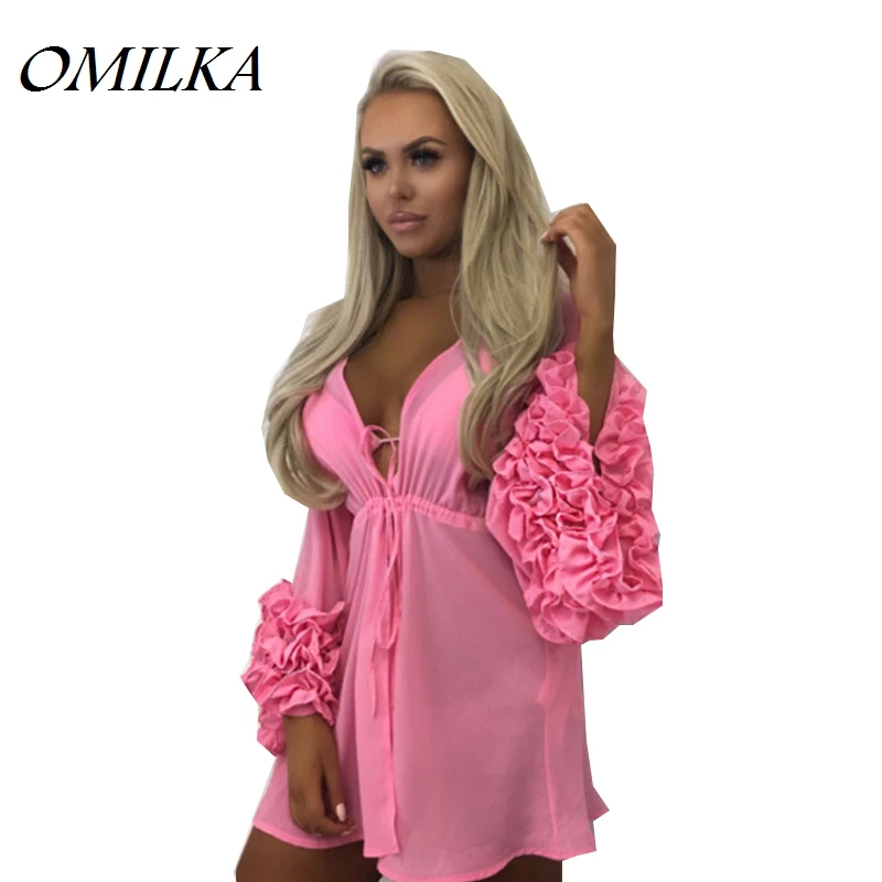 Женское летнее платье мини OMILKA черное красное розовое белое желтое шифоновое