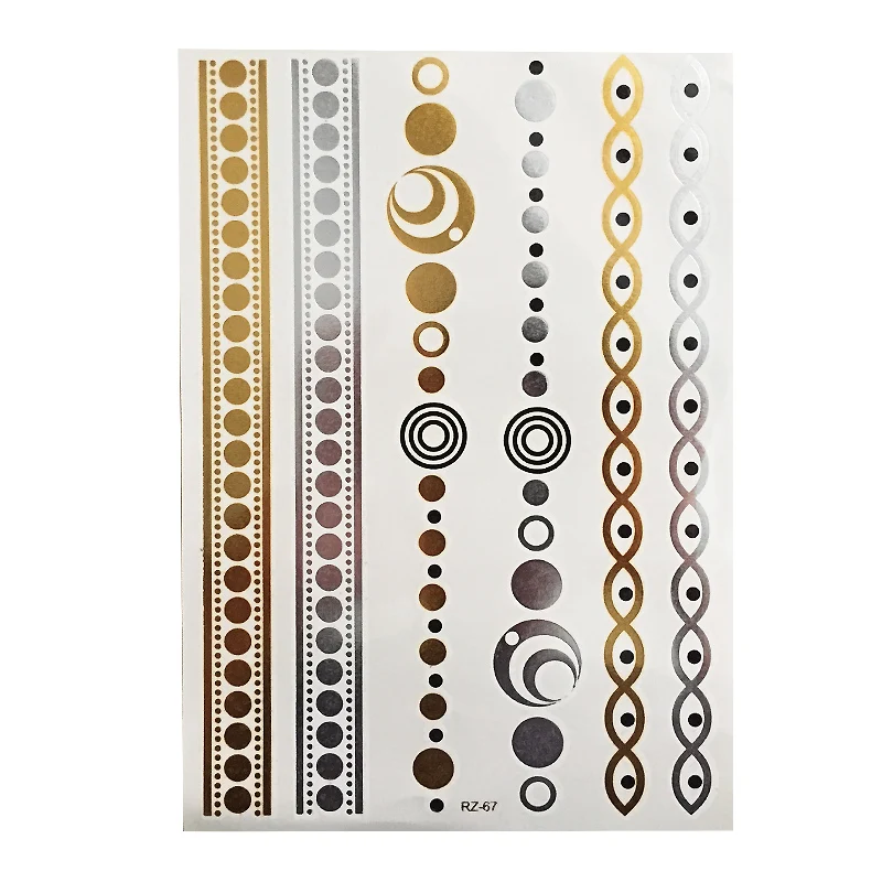

Women Body Art Temporary Tattoos Gold Flash Metallic Tattoo Arm Sleeves Sticker