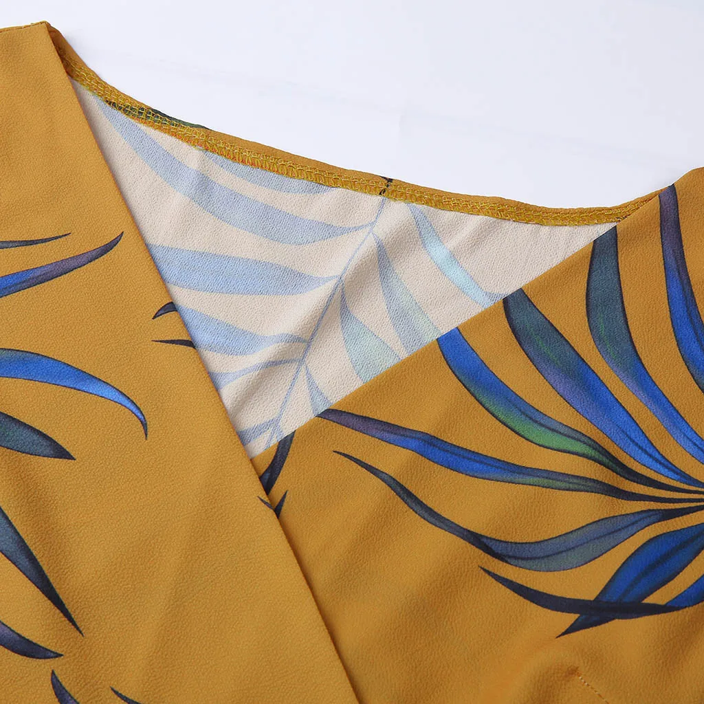 Модное летнее Мини Платье с принтом на шнурках без рукавов повседневное пляжное