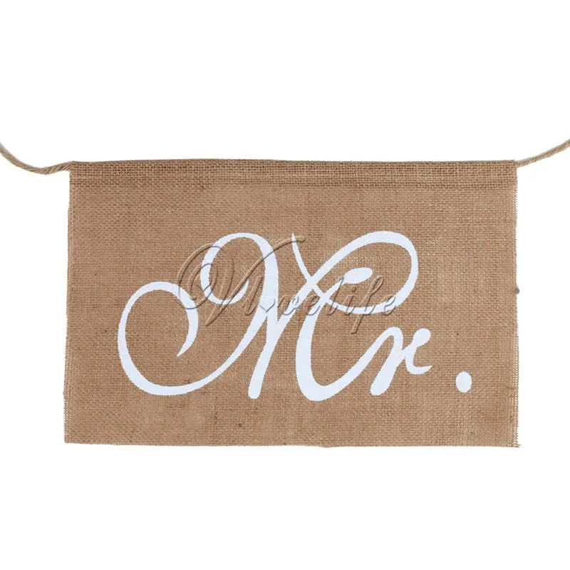 

20Set Mr Mrs Chair Banner Set Burlap Chair Sign Garland Burlap Fabric for Groom Bride Rustic Wedding Party Decor Chair Decor