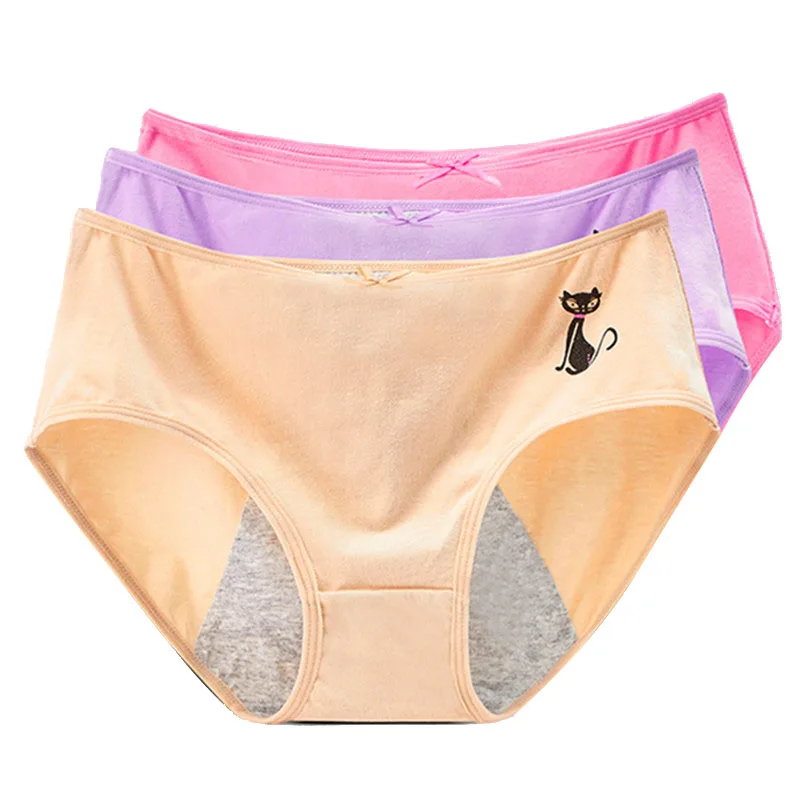 Женские Бесшовные хлопковые трусы брифы с котом цельные трусики для женщин