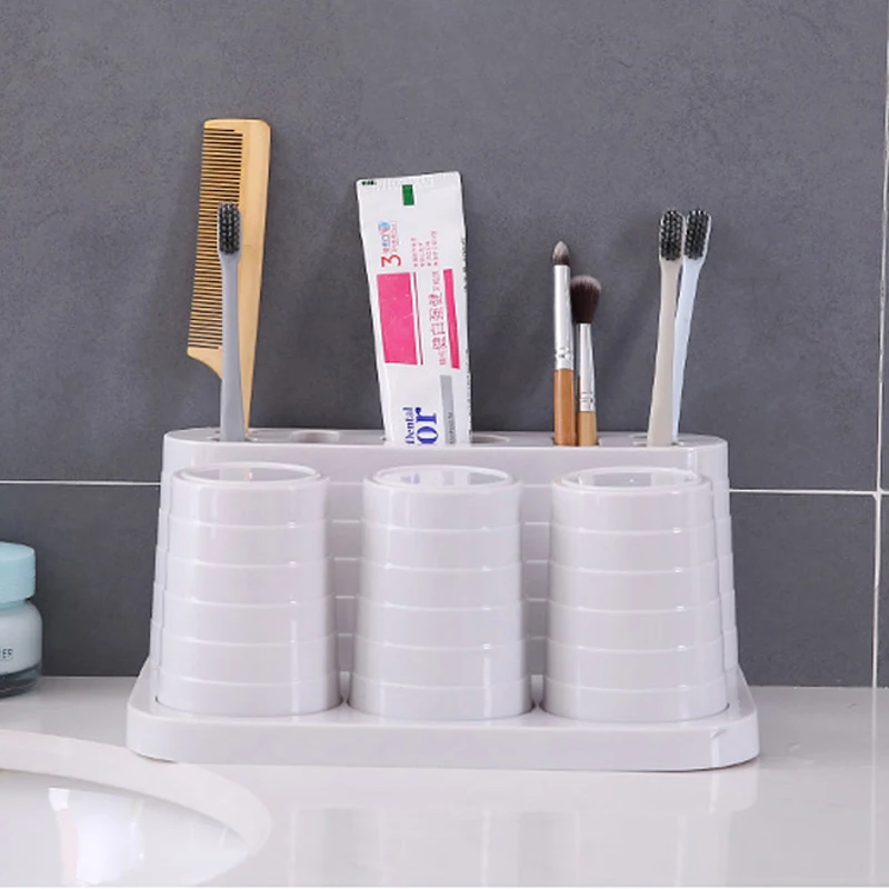 050 Simple Bathroom Toothbrush Holder Racks Toothpaste Organizer Soap Brush Accessories | Дом и сад