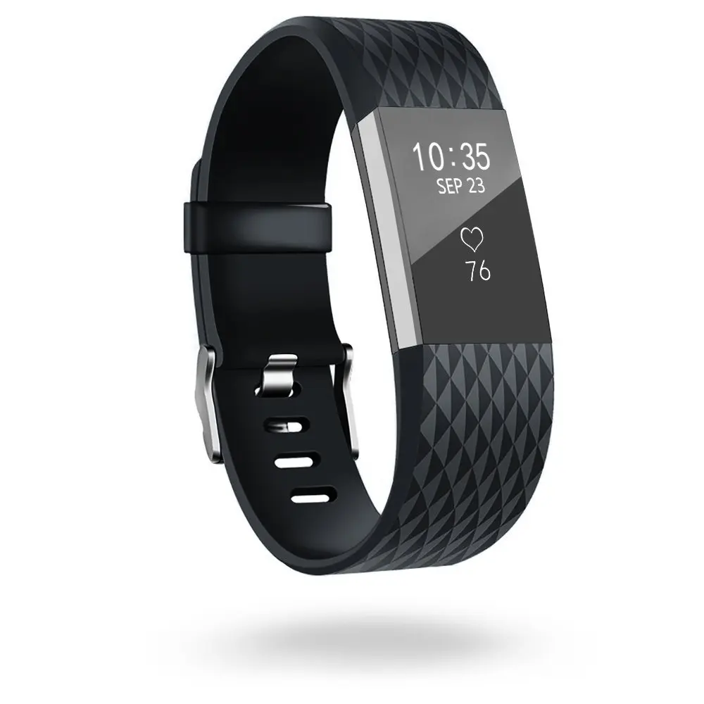 Black Coolaxy 3D ремни для браслета Fitbit Charge 2 Силиконовые Замена Петли часы Браслет для Fitbit Charge2 ремешок - Цвет: Black