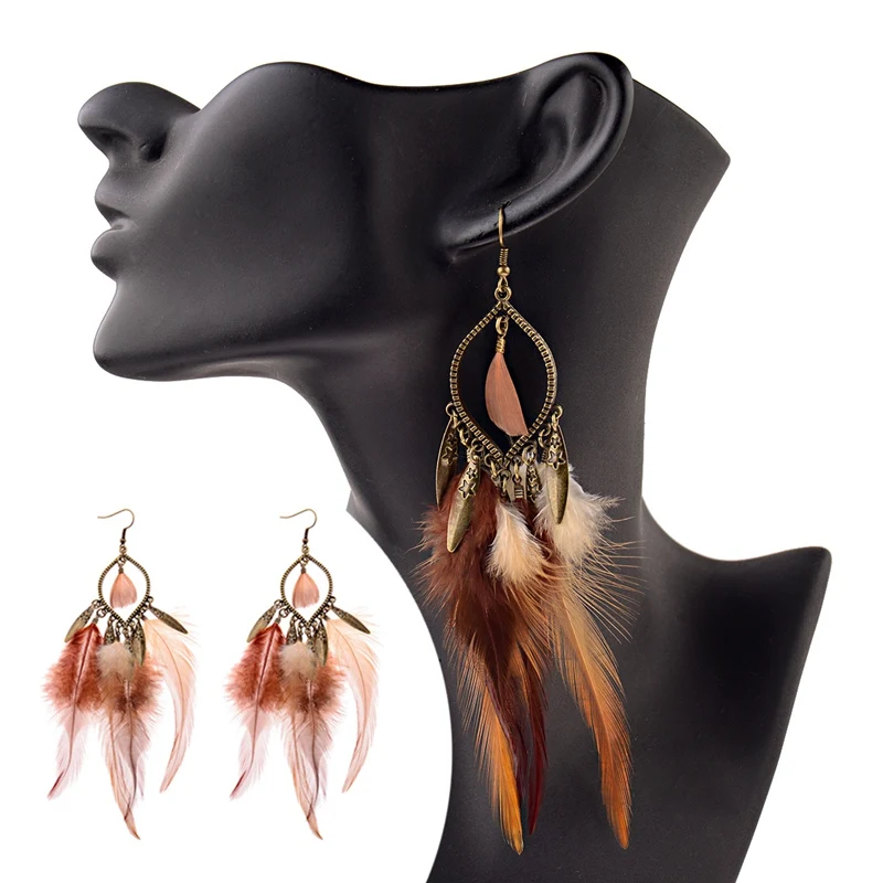 2019 летние винтажные богемные перо в стиле бохо серьги для женщин этнические