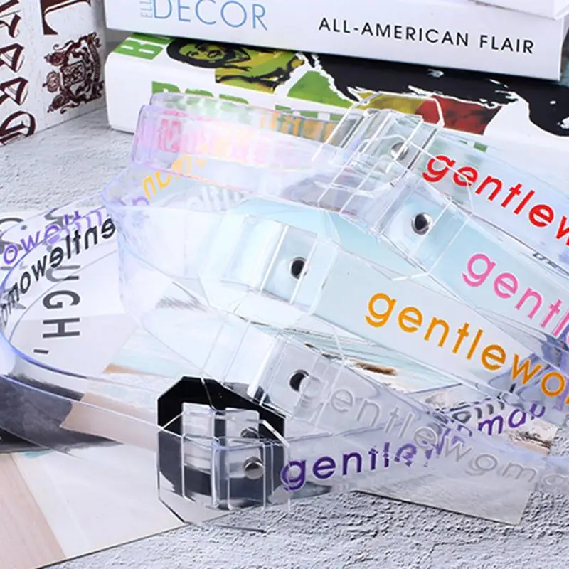 Модные женские прозрачные буквы поясные ремни с квадратной пряжкой брендовые