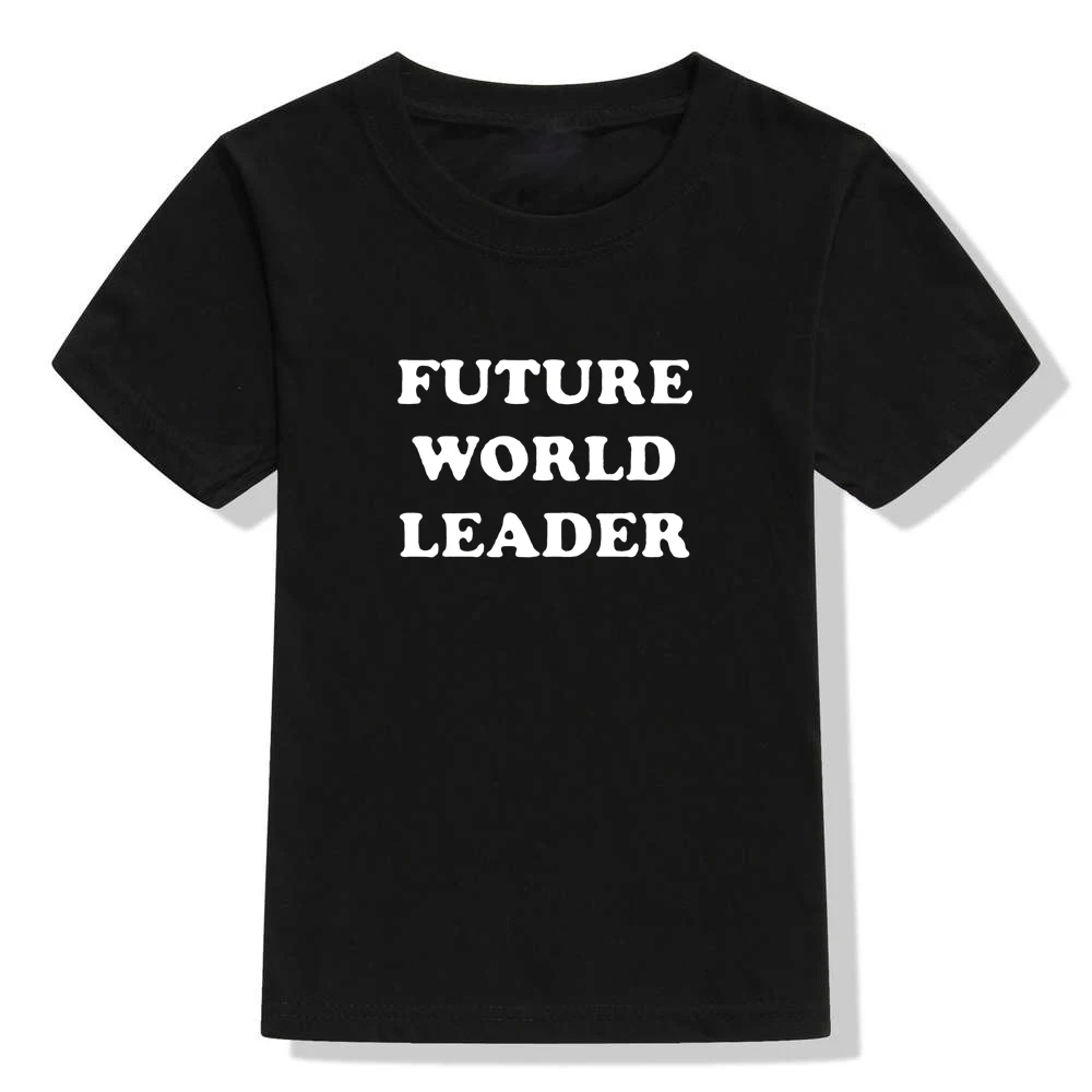 Детская футболка с надписью «Future World Leader»; детская Феминистская футболка; летняя футболка с короткими рукавами для девочек; футболка с надписью «Girl power» - Цвет: 47C4-KSTBK-