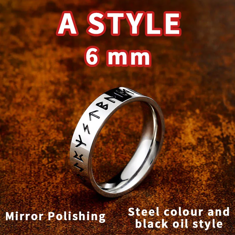 Astyle-6mm BEIER, ширина 8 мм, модное кольцо Руна викингов, простые свадебные украшения для мужчин и женщин, подарок для влюбленных, Ретро стиль, Прямая поставка, BR-R105 - Цвет основного камня: Astyle-6mm