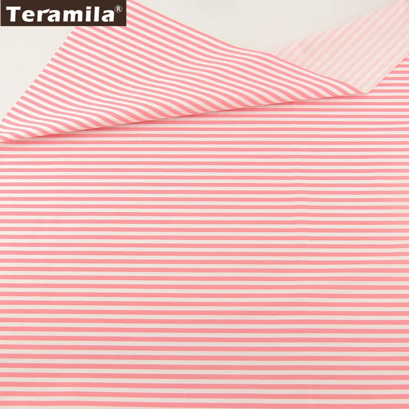 Light Pink Cotton Printed Stripe Design Fabric TERAMILA Twill Fat Quarter Textile Material Sheet Patchwork Quilting | Дом и сад