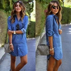 Женское джинсовое платье с карманами, повседневное облегающее платье-рубашка в ковбойском стиле