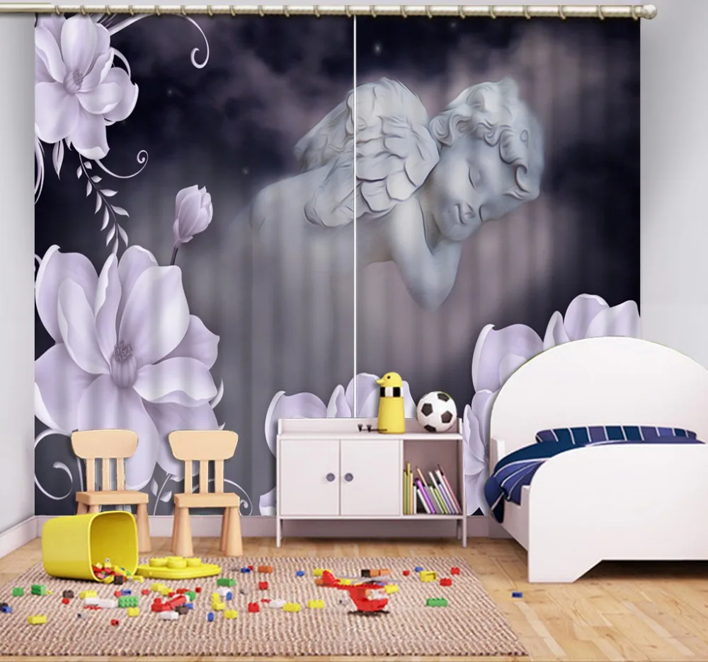 

Angel flower Modern Curtain 3d Blackout Window Flower For Living room Bedroom Hotel Blackout Home Decoration Curtains