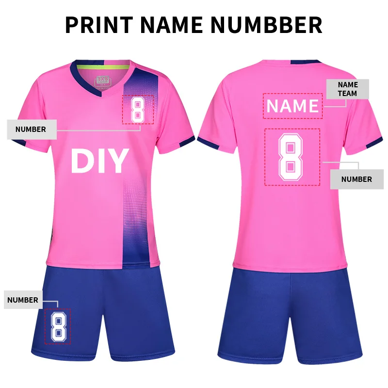 pink DIY Футбольные майки, детское футбольное Джерси, Футбольная Футболка, футболка для футбола,, быстросохнущая футбольная рубашка, детская спортивная одежда - Цвет: pink DIY