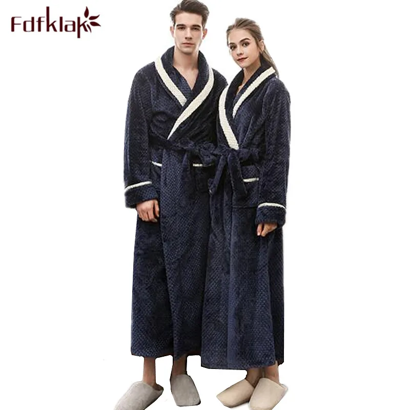 Fdfklak халат для женщин, халат для пар, плотный фланелевый банный халат, теплый длинный халат для сна, домашняя одежда, кимоно для мужчин халат томдом эмпера кремовый
