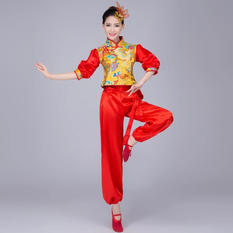 Костюм китайского народного танца танцевальная Талия одежда Янко фанатские