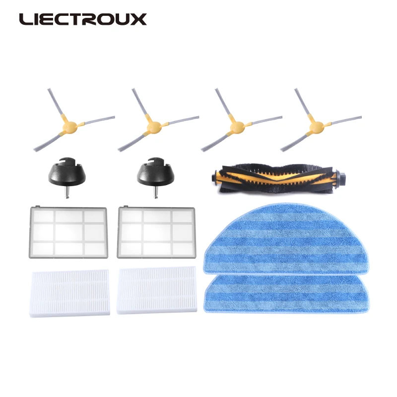 Запасные части робота-пылесоса LIECTROUX C30B, боковая щетка* 4, HEPA фильтр* 2, основной фильтр* 2, резиновая щетка, Швабра Ткань* 2, колесо